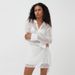 Women Sophisticated Loose‑Fit Commuter Mini Dress With Lapel Collar & Lace‑Up Detail_ecoleips.com