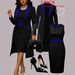 Elegant Stylish Color Blocked Long Sleeved Cardigan Plus Size Women's Clothing Fitted Midi Sleeveless Dress_ecoleips.com