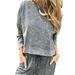 Tie-Waist Lounge Set – Stretch Denim Long Sleeve Top & Pants (Black/Grey/Green/Khaki, S-3XL)_ecoleips.com