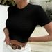 Slim Fit Crew Neck Short T-Shirt For Women With Wavy Tassel Hem Spring/Summer New Arrival Style_ecoleips.com