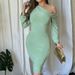 AC424 European American 2024 Spring And Autumn New Cross-Border Slim-Fit Solid Color Elegant Long Bodycon Dress_ecoleips.com