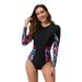 Women's Clothing Surfing Suits One Piece Long Sleeved Swimsuit Diving Suit Sexy Zipper Triangle Swimsuit Bikini_ecoleips.com