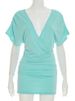 JULISSA MO Deep V-neck Ruched Mini Dress Women Backless Short Sleeve High Wasit Dresses Spring Bodycon Elegant Party Club Dress_ecoleips.com