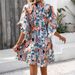 2025 New Spring Summer European American Foreign Trade Cross-Border Floral Print Short Sleeve Women's_ecoleips.com