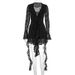 New Arrival European And American Style Sexy Lace Long Flare Sleeve Dress For Women With Ribbon Tie Straps_ecoleips.com