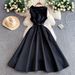 Elegant Long Sleeveless Dress For Evening Parties V Neck Fitted Waist Full Skirt Bow Detail_ecoleips.com