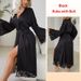 Aria Basics European And American Cross-border Women's Satin Bathrobe, Long Lace Sexy Comfortable Nightgown, French-style Tie Home_ecoleips.com