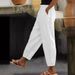 Women's Cotton Linen Trousers Solid Color Casual Elastic Waist Side Pocket Fashion Everyday Spring Autumn New Style_ecoleips.com