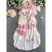 Women's French Style Retro Print Collared Shirt Dress with Tie Waist Asymmetrical Long Skirt Design for Spring And Autumn_ecoleips.com