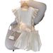Women's Clothing Summer With A Complete Set Of Fashionable And Age Reducing Lotus Leaf Sleeves White Ice Silk Top Shorts Suit For Women_ecoleips.com