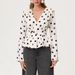 Women's Polka Dot Slim Fit Cardigan T-Shirt V Neck Pleated Fashion Top for Hot Girl Foreign Trade Cross Border Wholesale_ecoleips.com