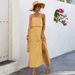 Women's European American Fashion 2024 Spring/Summer New Products: Sexy Strapless Slit Long Dress, Bestseller On_ecoleips.com