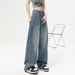KEN STUDIO 2024 New Spring/Summer Blue Jeans For Women, Loose Straight Wide-Leg Trousers_ecoleips.com