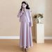 Autumn New Korean Fashion Waffle Two-Piece Maternity Dress_ecoleips.com