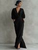 Independent Website Cross-border European And American New Women's Clothing V-neck Waist-cinching Dress, Spring-summer_ecoleips.com