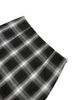 Black And White Plaid Printed Short Midi Skirt, Suitable For Daily Wear In Autumn And Winter._ecoleips.com