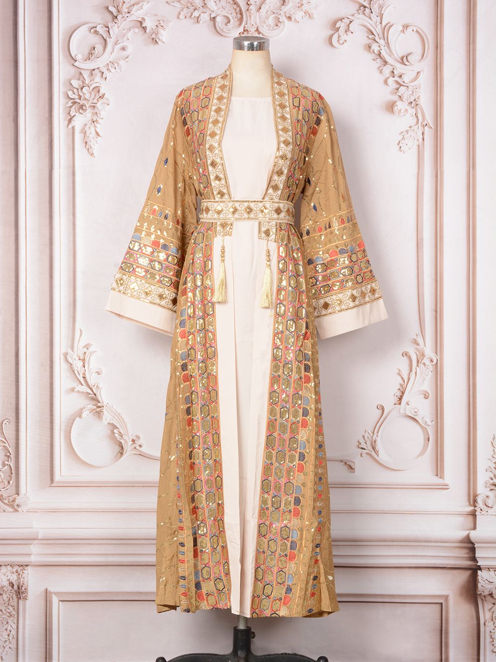 Modest Abaya Dress Exquisite Dubai Style Embellished Abaya Dress With Beaded Detailing - Elegant Muslim Evening Gown For Women_ecoleips.com