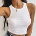Versatile Solid Color Sleeveless Tank Top Bottom Fashion Blended Regular Fit For Spring/Summer_ecoleips.com