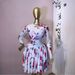 Women's Mesh Sheer Long Sleeve Dress Sweet Leaf Print Short Skirt Pleated American Style_ecoleips.com