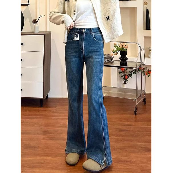 Women's High-Waisted Slimming Stretchy Flared Jeans Stylish Split Hem Flattering Plus Sizes For Spring Autumn Not Clingy_ecoleips.com