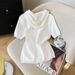 Summer New Arrival White Hooded T-Shirt Short Sleeved Ice Silk Knit Top Women's Stylish Clothing_ecoleips.com