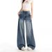 Women's Retro Studded High-Waisted Wide Leg Jeans Casual Cotton Denim Spring/Autumn Style Relaxed Straight Leg Unique Design_ecoleips.com