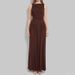 Women's Clothing Spring Dress Fashion Temperament Elegant Solid Color Slim Pleated Pleated Dress_ecoleips.com