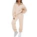 "Women's Minimalist Solid Color Tracksuit Set – Sleek Pocketless Design For Casual & Athleisure Wear"_ecoleips.com
