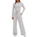 Women's Autumn Casual Suit Set Solid Color Long Sleeved Top And Pleated Waist Pants Relaxed Everyday Wear Versatile Comfortable Feshion Trend_ecoleips.com