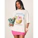 MISSGUIDED Women's Pure Cotton Graphic OV Top European Size Tropical Bliss Coconut Design_ecoleips.com
