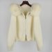Women's Clothing Zipper Real Fox Fur Collar Hooded Cardigan Tops Jacket Women High End Spring And Autumn_ecoleips.com