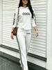 Women's Classic Black And White Striped Hooded Suit Autumn Winter Fashion Casual Vacation Print 2043 New Export Style_ecoleips.com