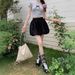 Aria Basics Aria Basics Women's Summer High-waisted Slimming White Shorts With Fashionable Bud Pleats, Black, European And American Style_ecoleips.com