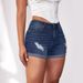 2025s 2025 Summer New Ripped Women's Denim Elastic Cuffed Shorts_ecoleips.com