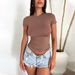 Women's Slim Fit Short Sleeve T-Shirt Solid Color Style Top For Spring Summer Fashion_ecoleips.com