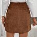 Voya 2026 Women's Elegant And Intellectual Corduroy High Waist Slimming Front Irregular A-line Short Skirt Half Skirt_ecoleips.com