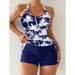 Women's Tankini Swimsuit Set With Coconut Print – High-Waisted Bikini Bottom & Comfortable Swim Top (Trendy & Flattering)_ecoleips.com