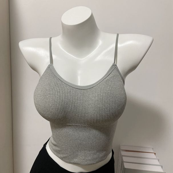 Korean Style Detachable Padded Camisole Sexy Short Bodysuit for Women Versatile Fashionable Top_ecoleips.com