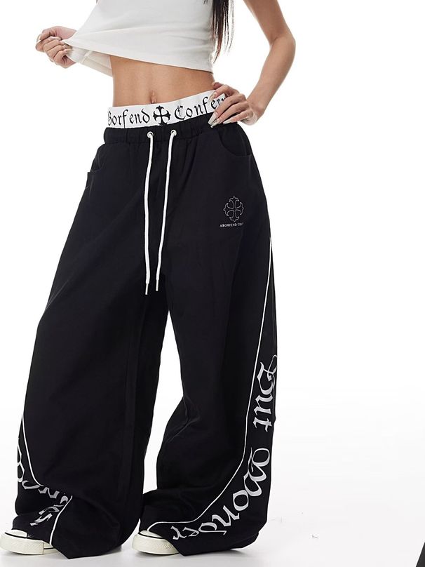 Women's Trendy Hip Hop Street Dance Sweatpants Curved Drape Casual Pants for Autumn Jazz Dance England Style Fashion_ecoleips.com