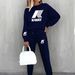 Women's Printed Two Piece Tracksuit, Long Sleeve Pullover Top And Drawstring Waist Pants, Casual Sportswear For Spring And Fall_ecoleips.com