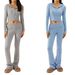 2023 New European And American Cross-Border Knitted Hooded Women's Fashion Sexy High-Waisted Long-Sleeve Long Pants_ecoleips.com