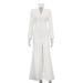 V-neck Long-sleeved Temperament High-waisted Split-ended Dress Women's Party Dress_ecoleips.com