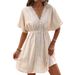 Women's Clothing Ice Silk Lace Patchwork Beach Skirt Bikini Swimsuit Outer Cover Up_ecoleips.com