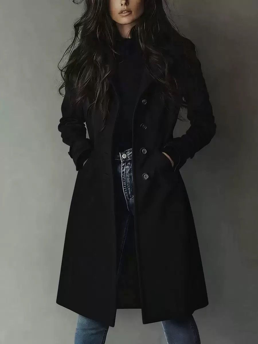Women's Clothing Elegant Women's Long Trench Coat Lapel Western Style Suede Autumn Winter Style Outerwear For Formal & Casual For Women_ecoleips.com