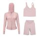Women's 3-Piece Hooded Workout Set – Breathable Hoodie, U-Back Sports Bra & 5" Biker Shorts For Yoga, Running & Gym (S-Xxxl, 40+ Colors)_ecoleips.com