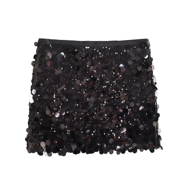 Verve 2025 Autumn New Women's High-Waisted Slimming Sequin Short Skirt_ecoleips.com