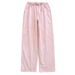 Women Pure Cotton Gauze Lounge Pants Soft Breathable Striped Pajama Bottoms Loose All Season Home Wear Trousers With Pockets_ecoleips.com