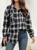 K Women's Long Sleeved New Plaid Button Up Shirt Top Jacket_ecoleips.com