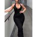 Women's Clothing Halter Neck Hip Skirt Retro Sexy Slim Backless Dress Niche Design Body Showing Long Skirt_ecoleips.com