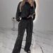 Women's Starry Sky Two Piece Set European American Style Autumn Winter Clothing Long Sleeved Round Neck Loose Top With Drawstring Wide Leg_ecoleips.com